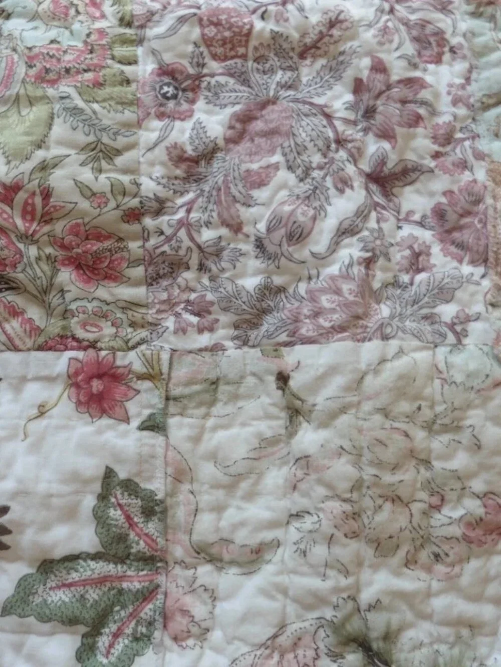 Pottery Barn Cotton/Linen HARLOWE Quilted Patchwork Pillow Shams Set of TWO